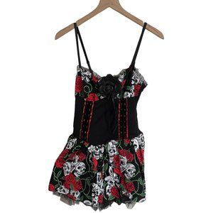 New Lip Service Black & Red Skull Dress - Size L